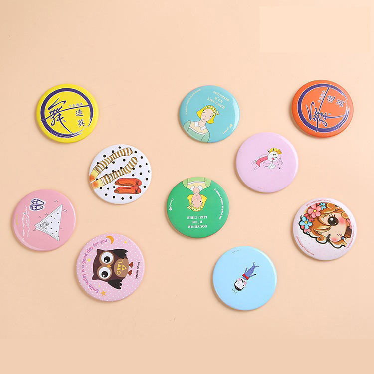 卡通广告小镜子小礼品迷你化妆镜便携口袋镜马口铁小圆镜批发手持