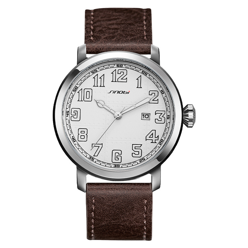 Wholesale and consignment of fashionable business quartz men's watches for export, men's luminous waterproof leather straps, cross-border men's watches 9813 Item Picture