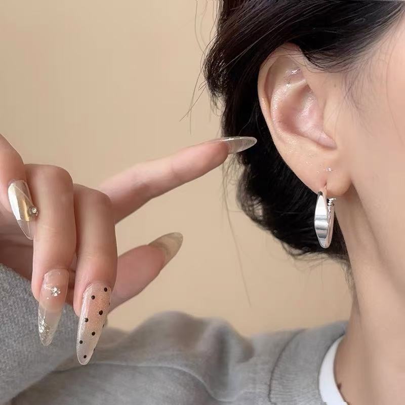 真金电镀耳圈欧美个性大圈耳环轻奢高级感925纯银耳饰女合金耳环详情30