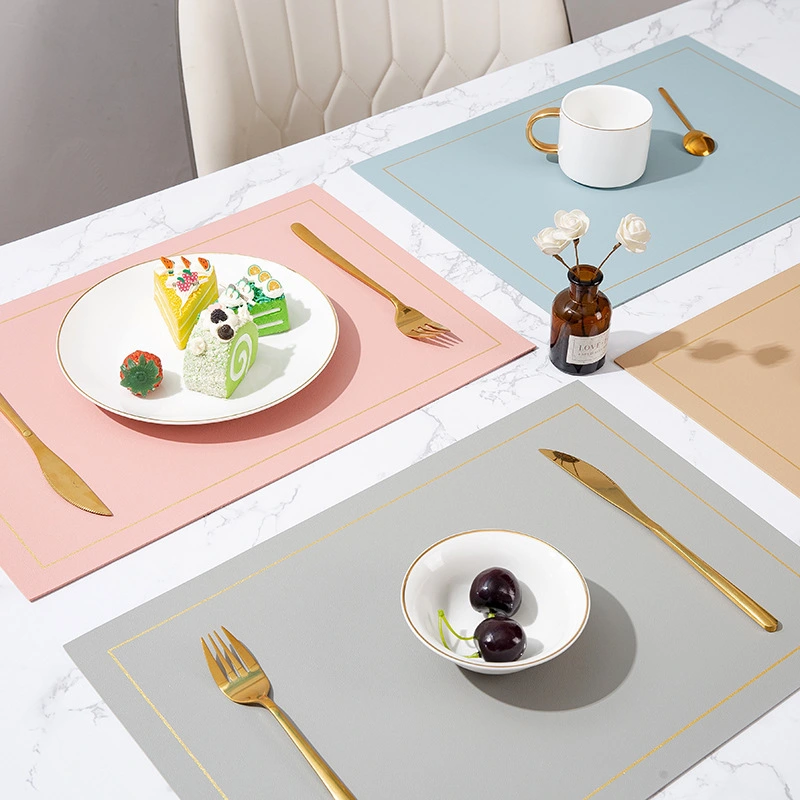 Cross-Border Nordic Wind Square Solid Color Leather Western Placemat Waterproof Oil Resistant High Temperature Household Environmental Protection Non-Slip Table Mat