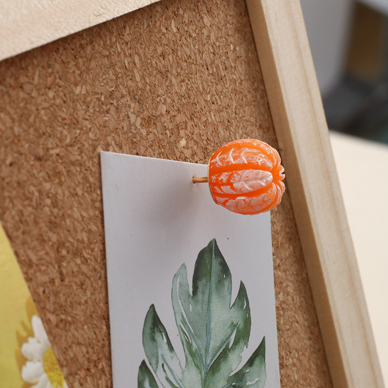 Cute orange cork nails, colorful box set, creative picture nails, cork board notice nails, kindergarten hooks, big head nails details Picture