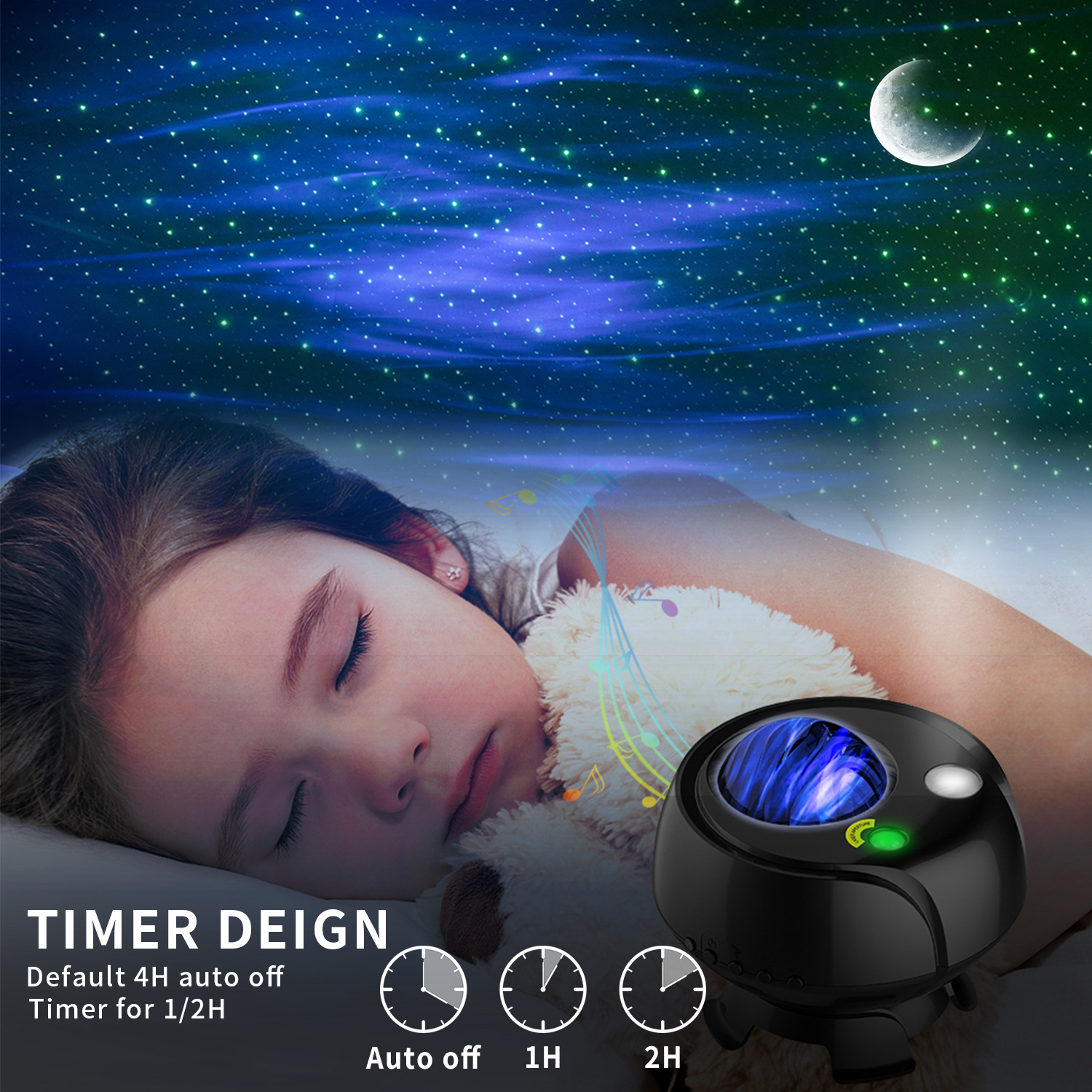 Aurora borealis ambient light, cross-border water ripple Bluetooth speaker, bedroom projection light, birthday gift, starry sky light, night light details Picture