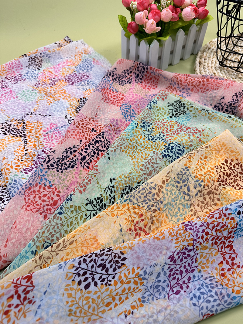 Factory Direct Sales Pearl Chiffon Chintz Summer Clothing Printed Chiffon Floret In Stock details Picture