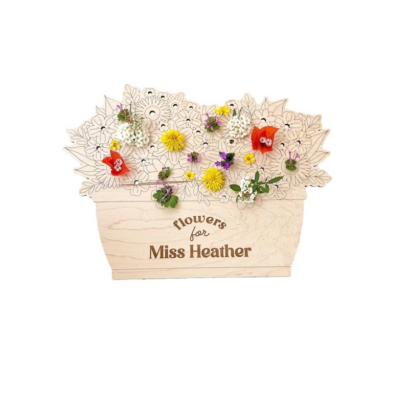 Cross-Border Amazon Teacher's Day Gift Teacher Flower Stand With Support Wooden Crafts Desktop Creative Decoration Item Picture