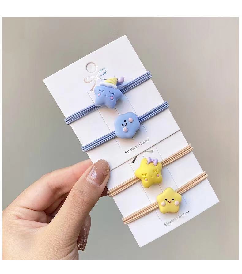 Cute five-pointed star hair tie, cloud bracelet, couple's small rubber band, sweet hair band for girls, student hair tie, leather case