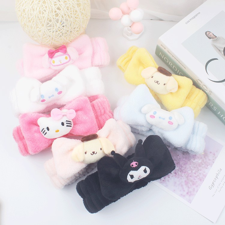 New cute cartoon plush bow hair band, hair accessory, simple facial mask, hair tie, direct batch