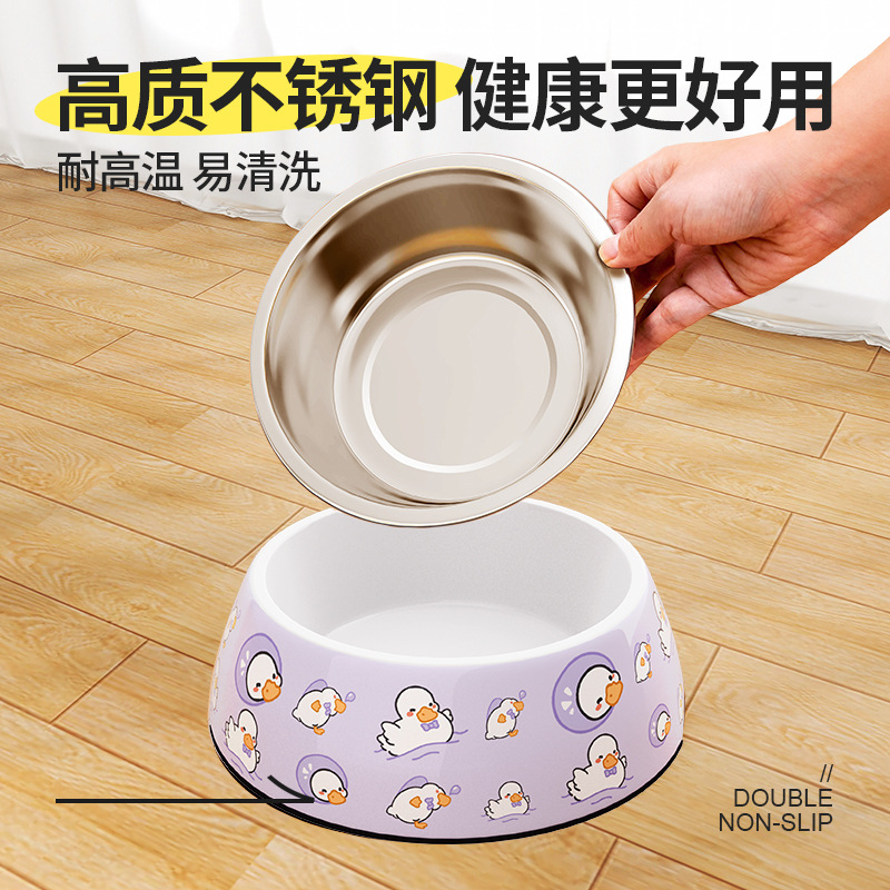 密胺碗不锈钢狗狗饭碗专用狗粮喝水宠物猫粮饭盆防打翻狗盆猫碗详情图3