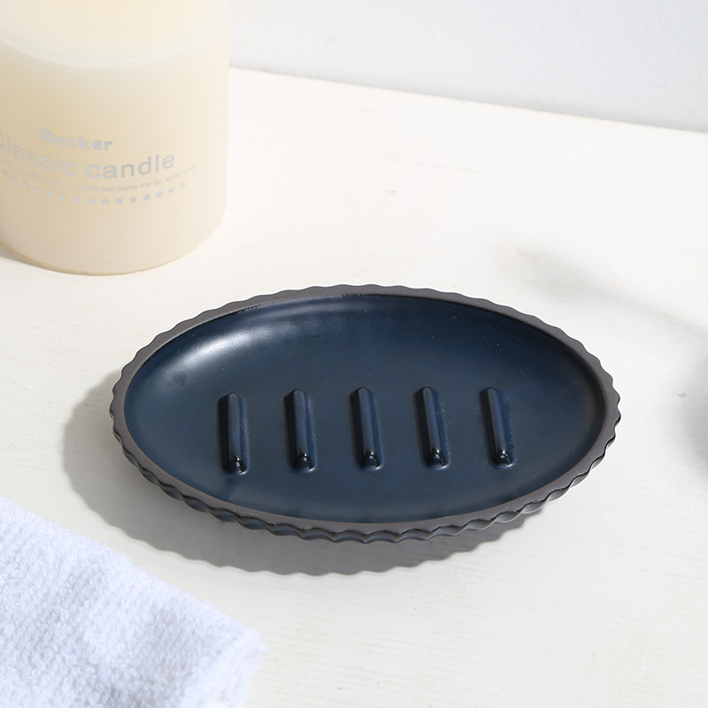 Customized ceramic bathroom set, black clay rough pottery embossed press bottle, lotion bottle, mouthwash cup, soap dish, toiletries set Specification image