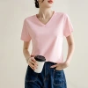New summer thin V-neck short-sleeved T-shirt for women, white base layer, loose and slimming casual T-shirt, trendy top for women Application Scenario