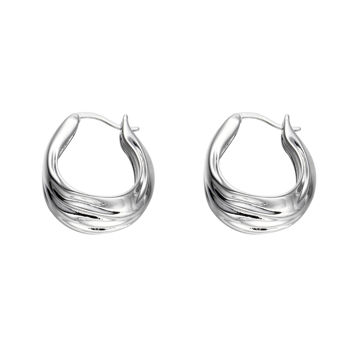 Twisted ripple InS-style ear buckles, niche and cool earrings, fashionable girls 925 silver needle, elegant wholesale new style Item Picture
