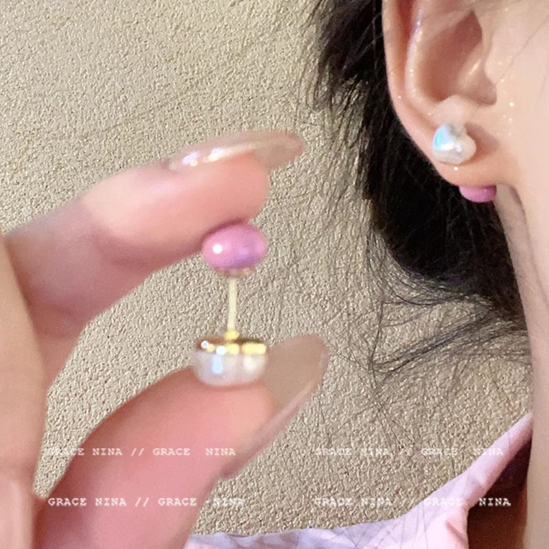 Instags-style pearl heart-shaped earrings for women, exquisite, niche, versatile and high-end stud earrings, 925 silver needle best-selling earrings wholesale Specification image