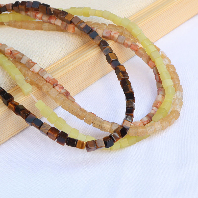 4*4mm天然水草玛瑙亚马逊绿松石正方形散珠半成品diy手串饰品配件图