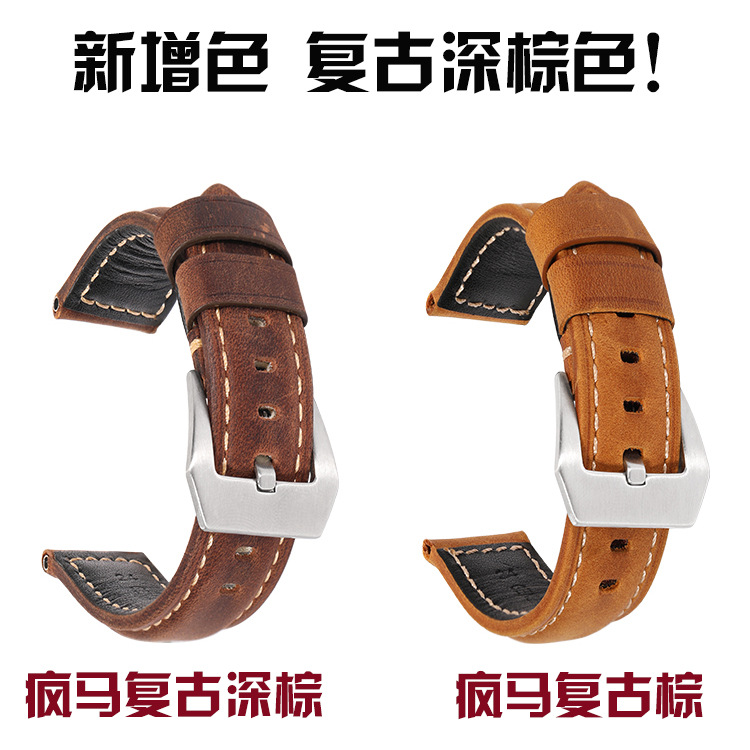亚马逊爆款/高档男士粗狂/疯马皮复古男白底实物图