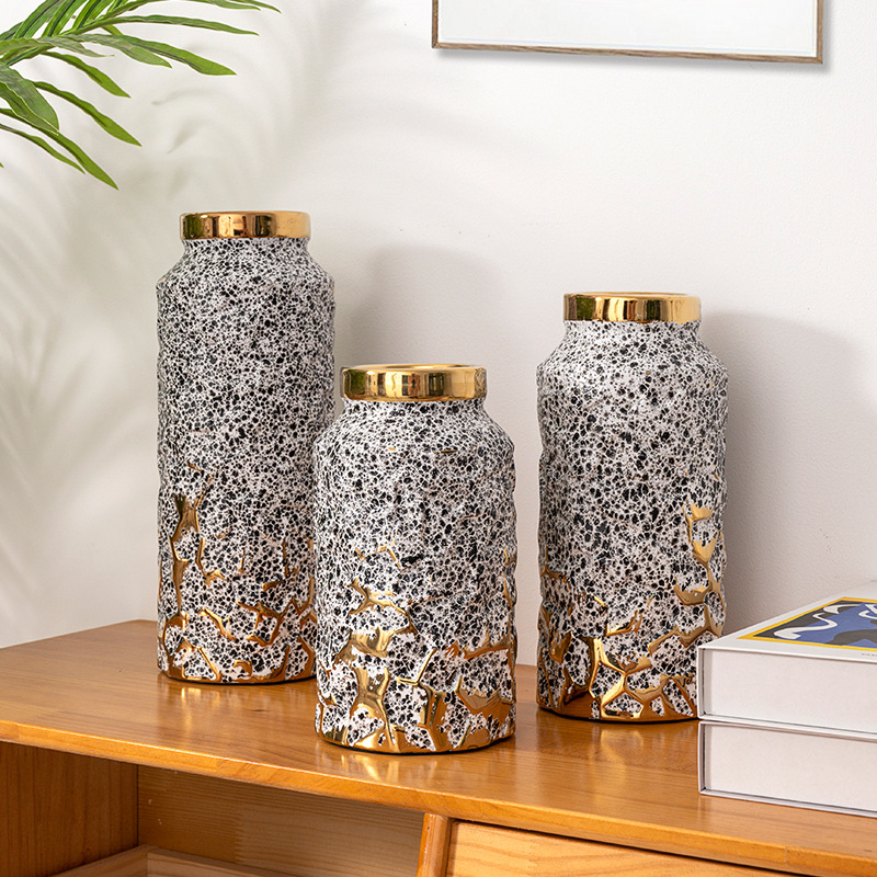 2024 New Nordic High-End Simple Straight Cylinder Electroplated Ceramic Vase Wholesale Flower Arrangement Soft Decoration Home Living Room Decorative Flower Vase Wholesale Ceramic Vase Simulation Flower Belt Vase Vase Specification drawing