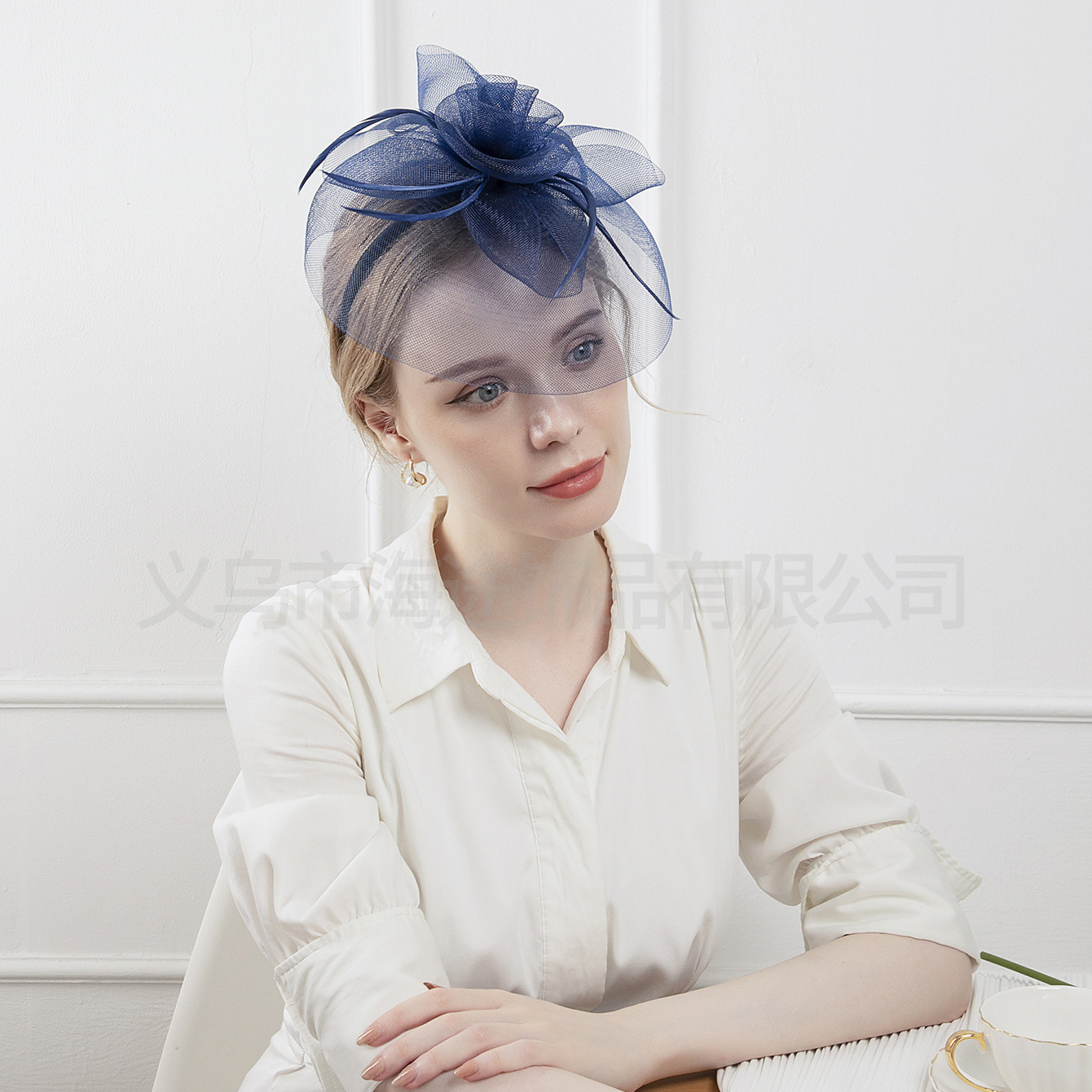 حجاب شبكي من قبعات العروس وشريط شعر العروس وشريط العروس مع ثوب عشاء السيدة details Picture