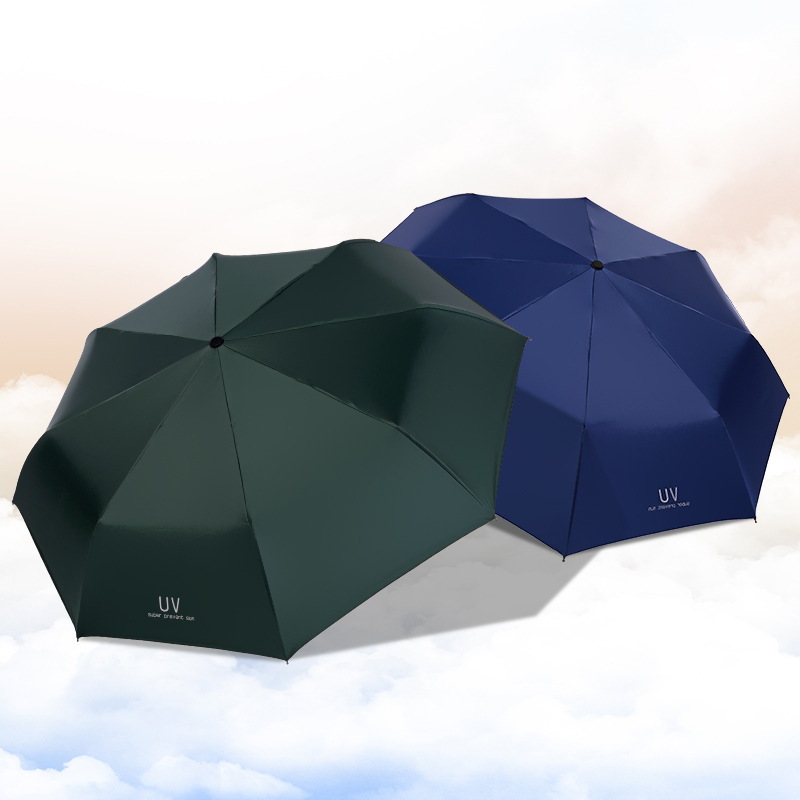 一件代发定 制广告伞UV全自动折叠雨伞黑胶防晒遮阳礼品太阳伞细节图