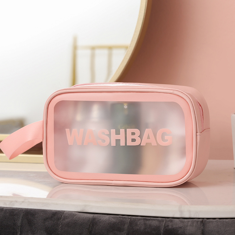 Pu Makeup Bag Large Capacity Pvc Waterproof Toiletry Bag Transparent Scrub Bath Bag Travel Portable Portable Storage Bag Application Scenario