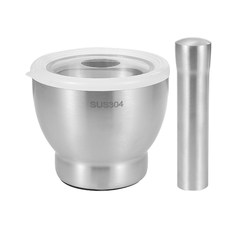304 stainless steel medicine pounding jar, solid garlic pounding device, old-fashioned household grinder, garlic puree device, baby food pounding bowl Item Picture