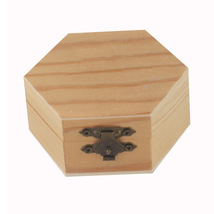 实木六边形木盒松木收纳盒 木质实木首饰盒 木质桌面收纳盒创意盒