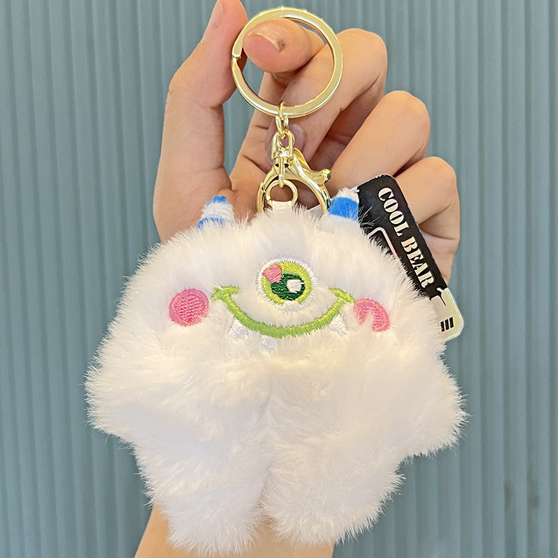 New One-Eyed Little Monster Plush Keychain Doll Schoolbag Hanging Cute Cartoon Key Chain Small Gift Specification drawing