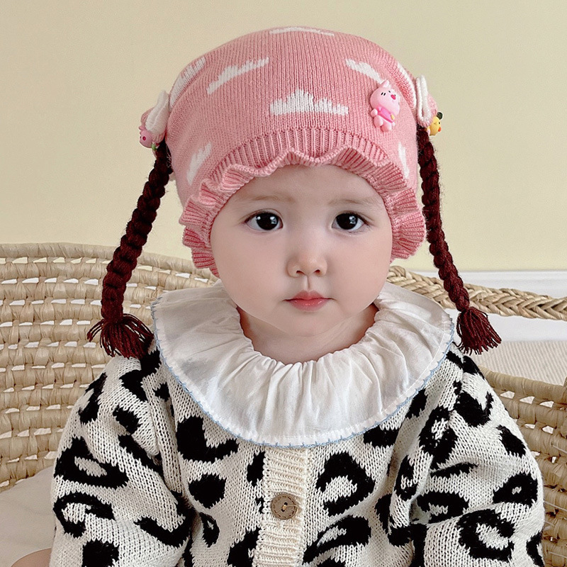 Bena Bear's new knitted caps, baby caps, warm baby caps, children's caps, and small braids Item Picture
