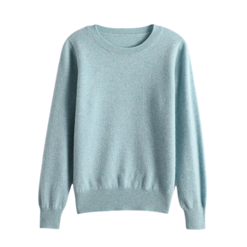 100% wool knitted sweater for women, new autumn and winter style, round-neck long-sleeved base layer, slimming pullover, paired with cashmere sweater inside Item Picture
