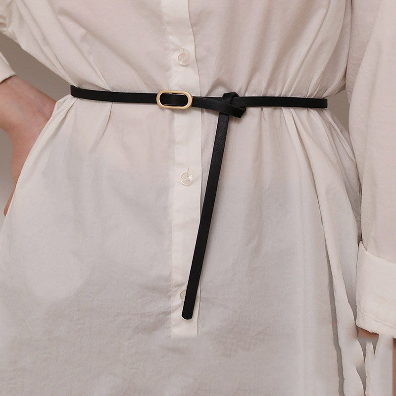 New Women's Thin Waist Belt Women's Fashion Dress Shirt Free Of Holes Decoration Small Thin Belt Korean Version Simple details Picture