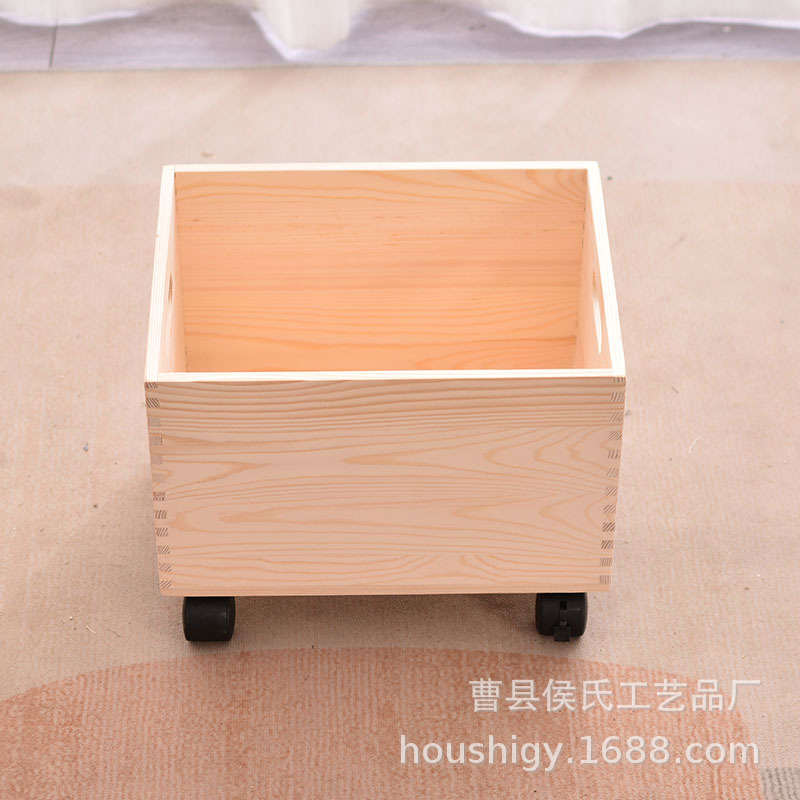Wholesale of creative portable and movable wooden storage boxes with wheels for home desktop books and miscellaneous items Application Scenario