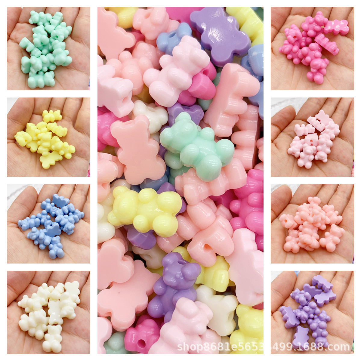 Acrylic Bear accessories Macaron color cartoon light children's DIY beaded mobile phone chain material jewelry loose beads thumbnail