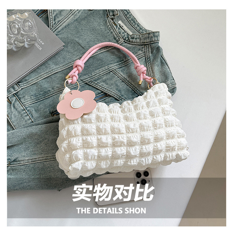 时尚云朵腋下包女珍珠褶皱设计感包包潮流百搭清新气质女士单肩包详情28
