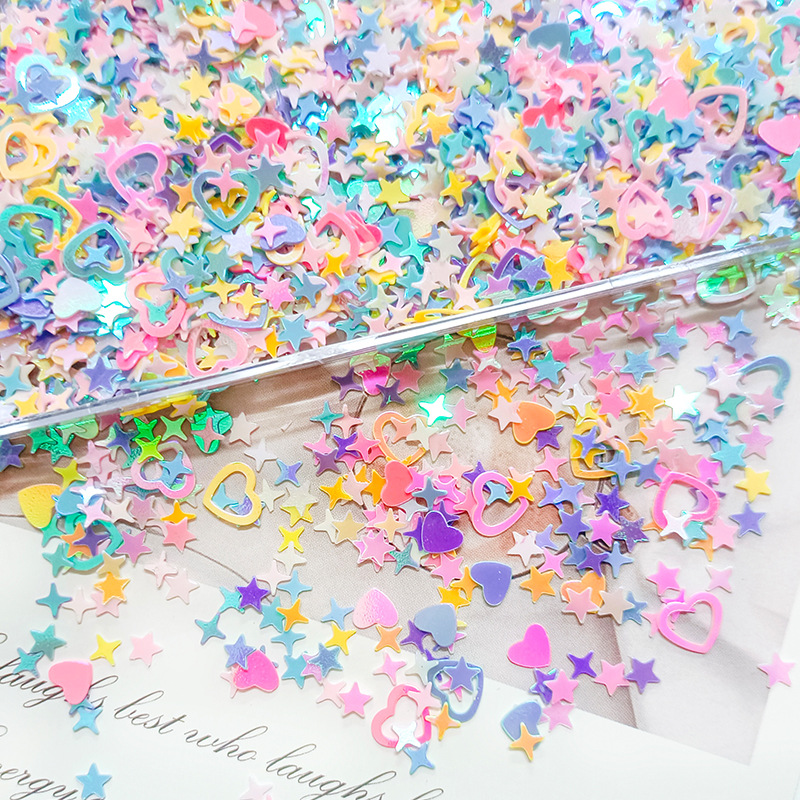 雅乐朵炫彩亮片星愿心创意混搭DIY亮片3-7MM五角星爱心四芒星配件