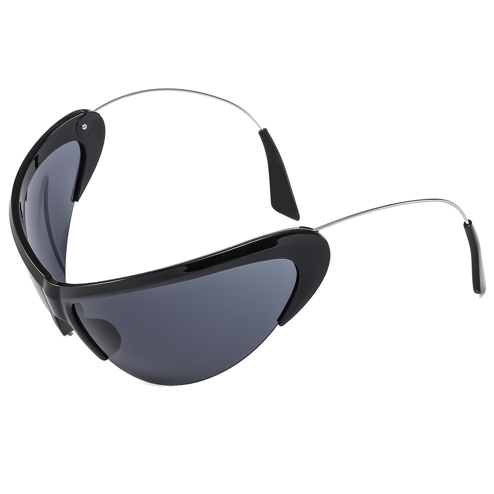European and American hip-hop half-frame sunglasses, fashionable and trendy party sunglasses, metal legs, unisex, disco outfit glasses Item Picture