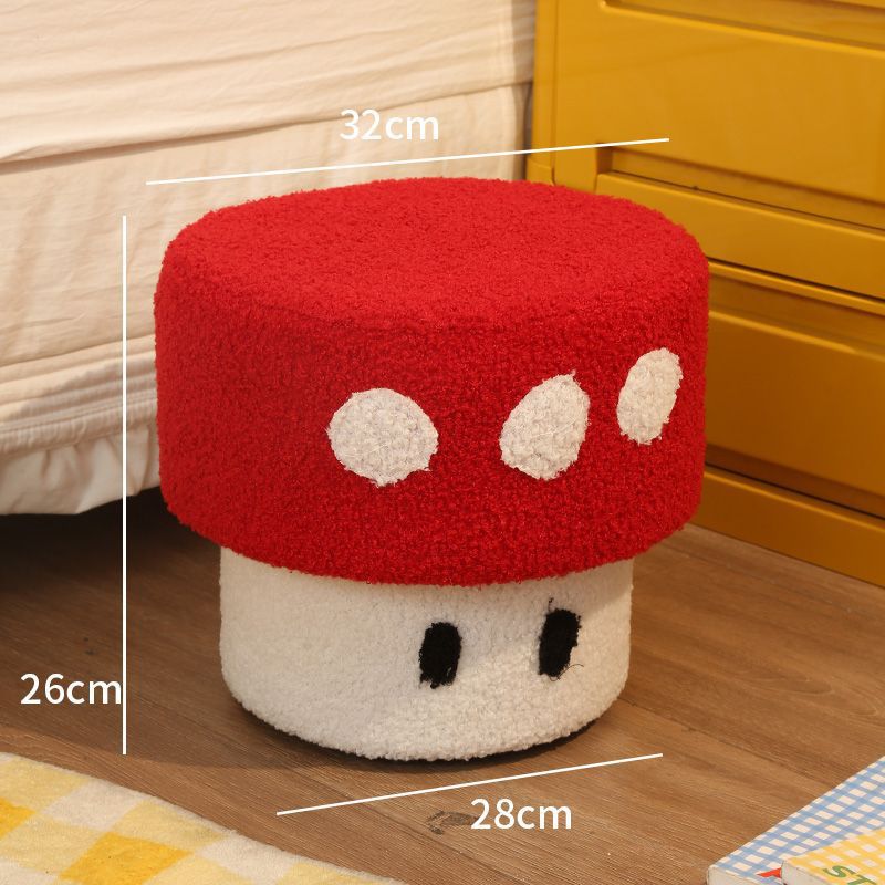 厂家供应毛绒蘑菇小凳子矮凳家用客厅沙发茶几凳感坐墩换鞋凳创意图
