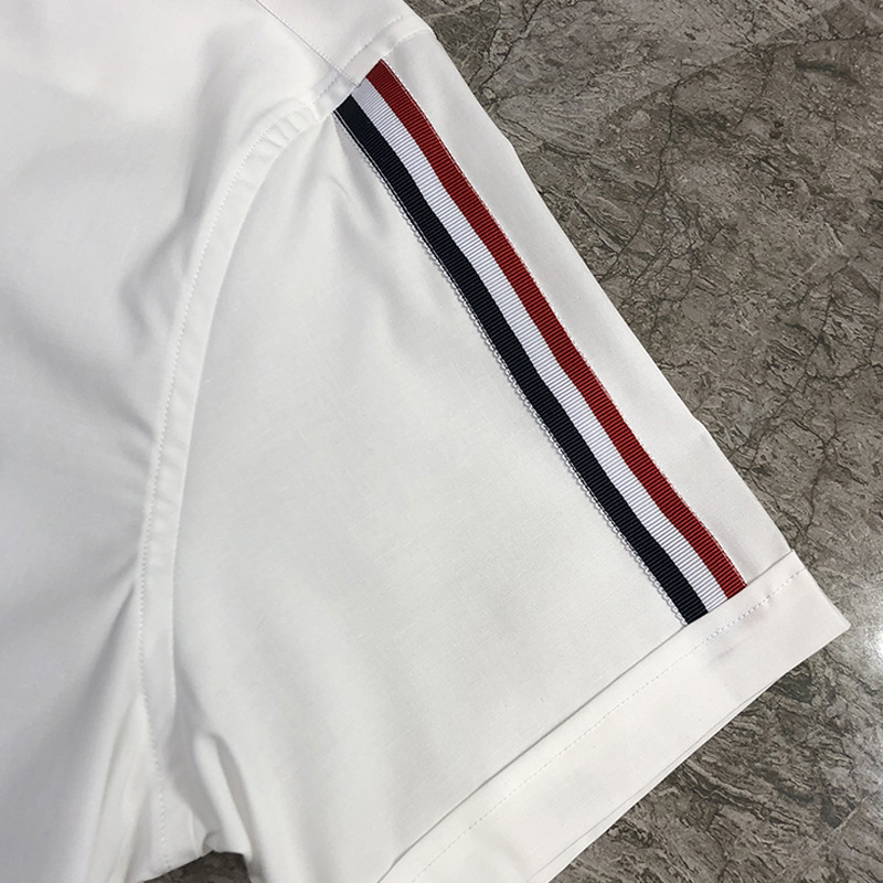 Summer new men's slim-fit Tencel cotton no-iron fashionable business shirt, short-sleeved men's shirt with webbing badge Specification image