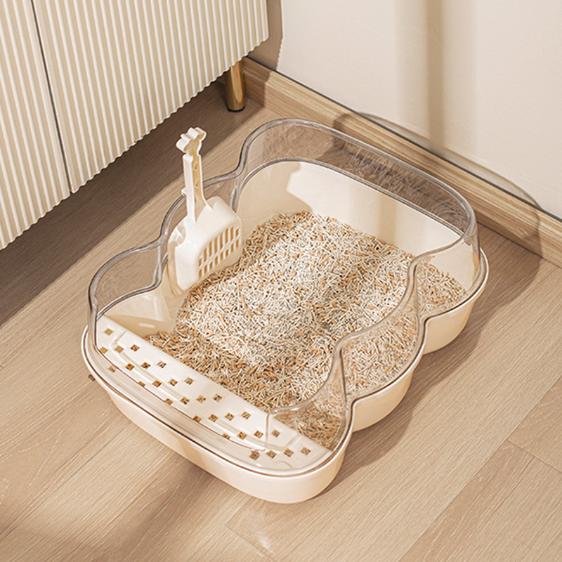 Semi-enclosed high-railing cat litter box to prevent splashing, footrel cat toilet, leaky litter box, oversized cat litter box wholesale Specification image