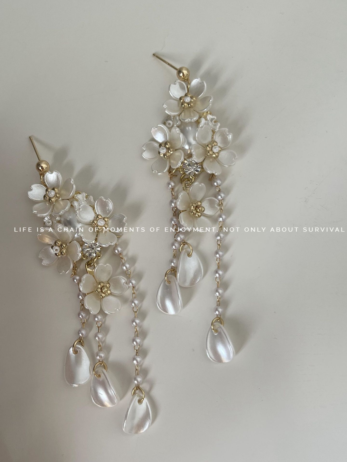 Super Fairy Flower Tassel Earrings Niche Design Sense Of Advanced Gentle Fairy Air Light Luxury Temperament New Earrings Drop Silver Needle Item Picture