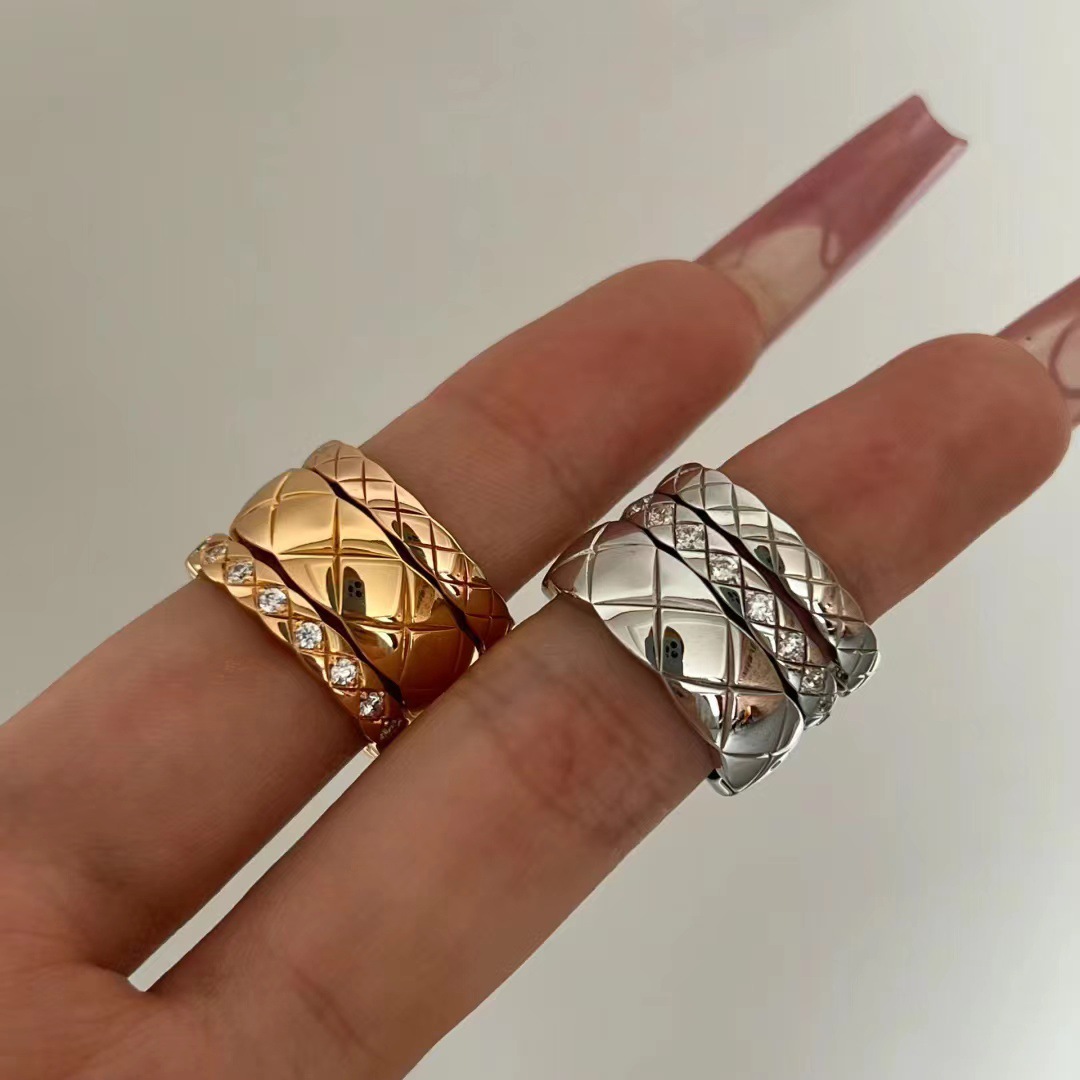 Diamond-shaped ring Xiaoxiang, high version, wide version, narrow version, women's CNC rose gold, Xiaohongshu live supply, factory wholesale