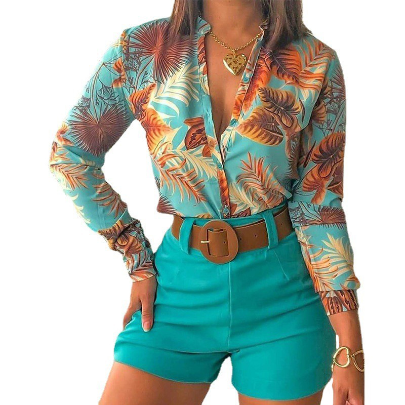 Europe And The United States Trend 2022 Cross-Border New Women's Wholesale Light Mature Digital Printed Stand Collar Long Sleeve Shirt Women's Top Item Picture