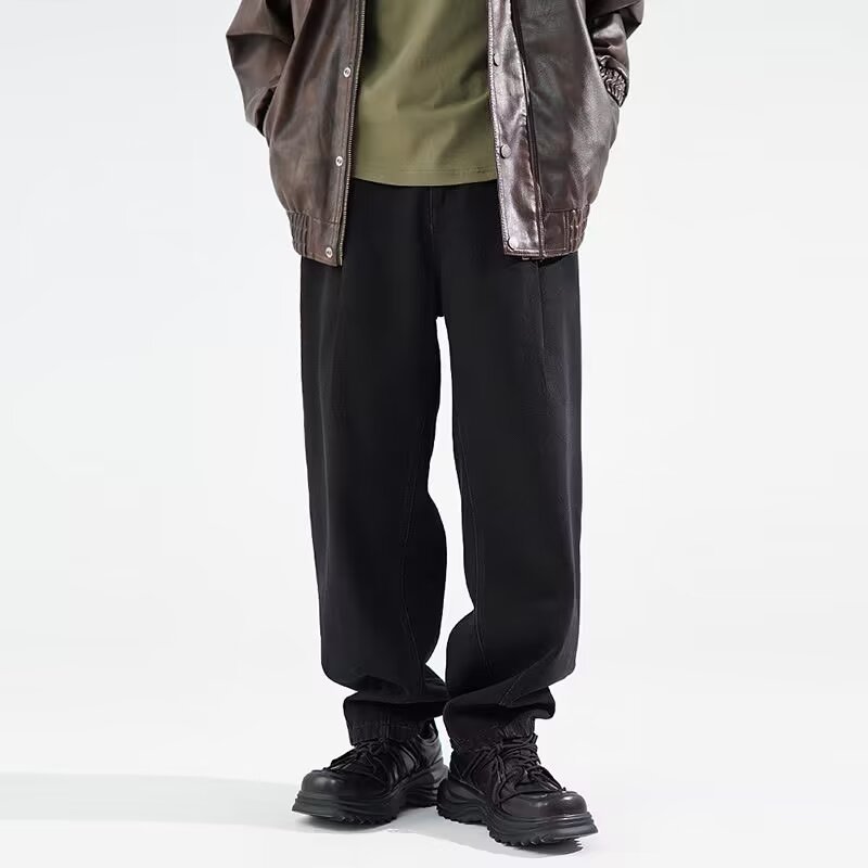 FUIV American-style jeans for men, washed and aged, high street straight, loose, trendy brand wide-leg long pants for men Application Scenario