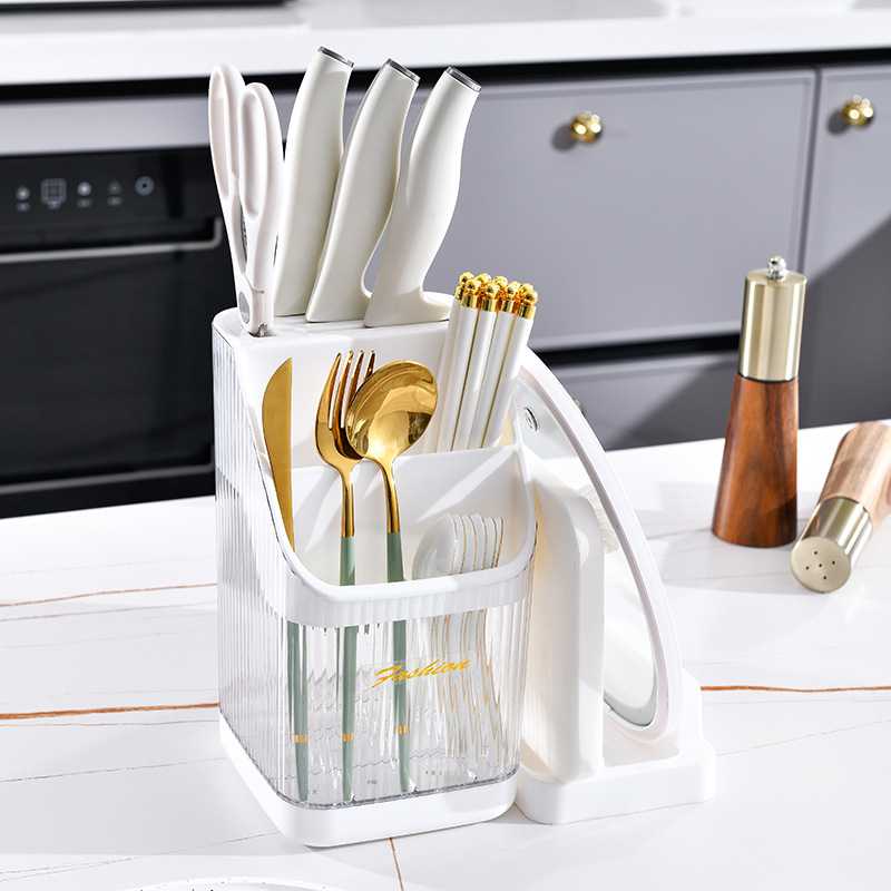 Multi-functional kitchen storage rack, chopstick holder, countertop, cutting board rack, knife storage rack, pot lid rack, cutting board rack 筷笼 Application Scenario