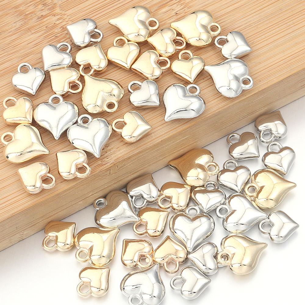 CCB桃心吊坠爱心挂件电镀心心塑料珠手工DIY手链项链耳坠吊坠配件