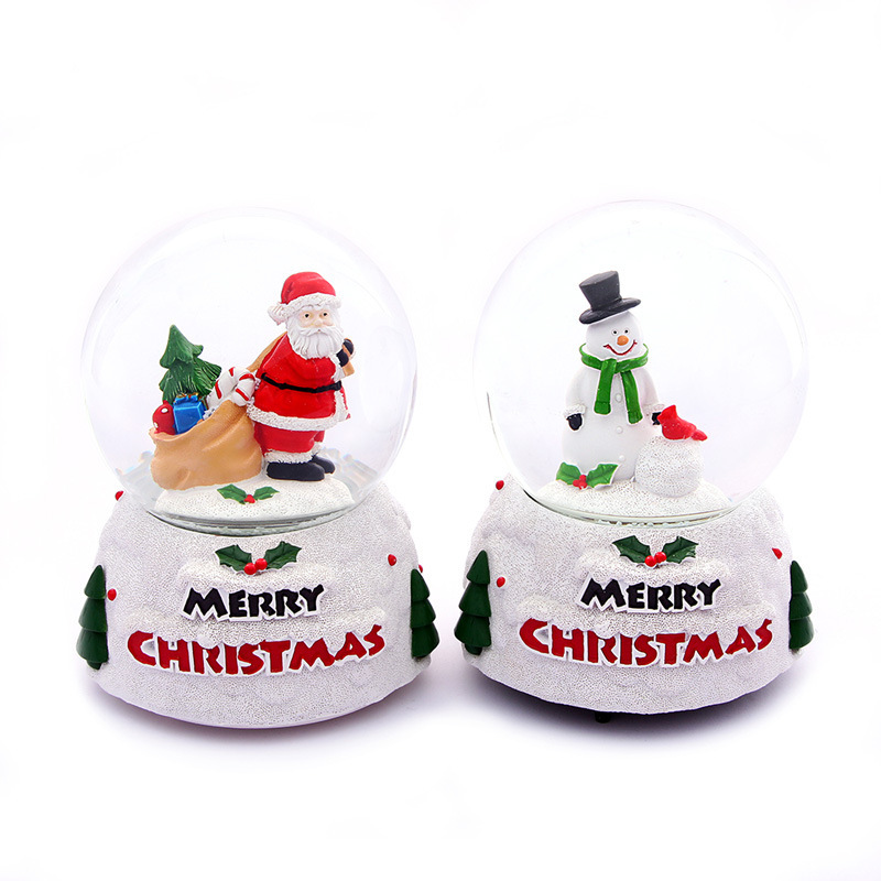 Export 100 Large Santa Claus With Lights Music Box Crystal Ball Christmas Gift Music Box Decoration Item Picture