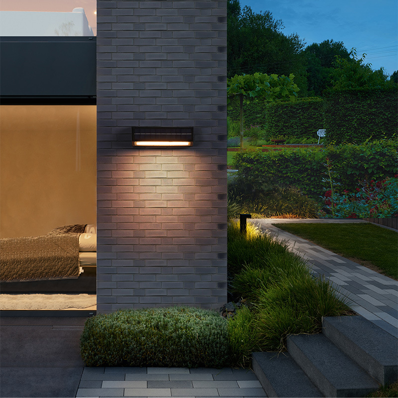 Cross-Border Solar Wall Light Wall Light Villa Courtyard Outdoor Waterproof Shop Door Door Number One Long Strip Light details Picture