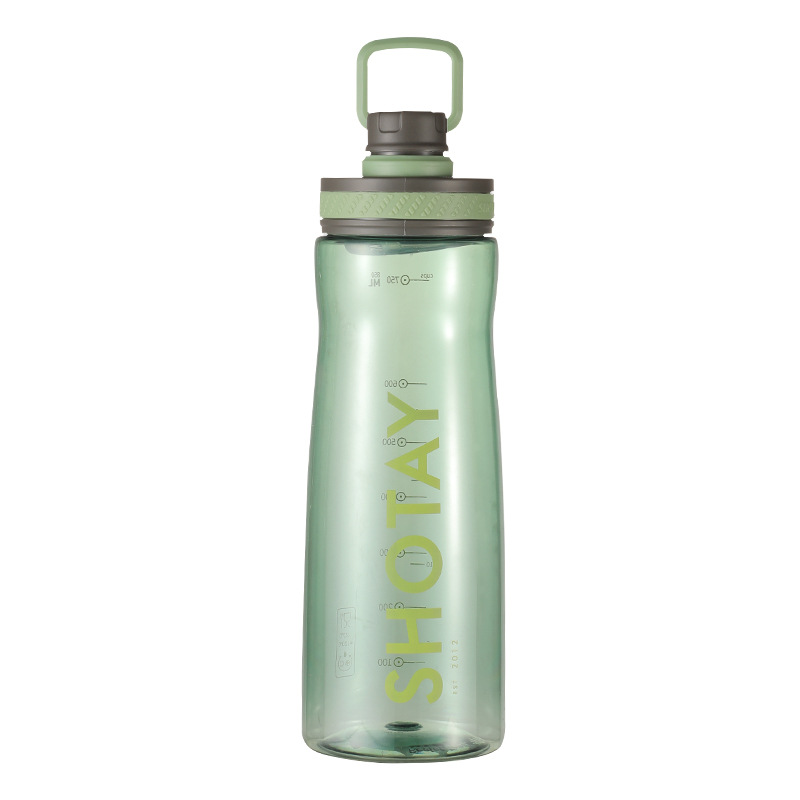 Sports plastic water cup, outdoor large-capacity transparent drinking cup, portable handle space cup