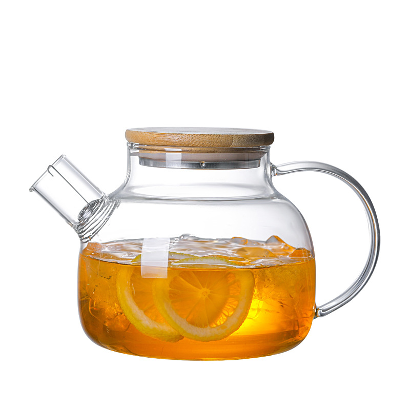 Large-capacity juice bottle, household high borosilicate glass cooling water bottle, electric ceramic stove heating transparent glass water bottle Item Picture