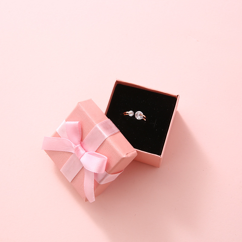 Valentine's Day jewelry packaging box, bow, fresh and simple accessory box, earrings, necklace, bracelet, top and bottom cover gift box details Picture