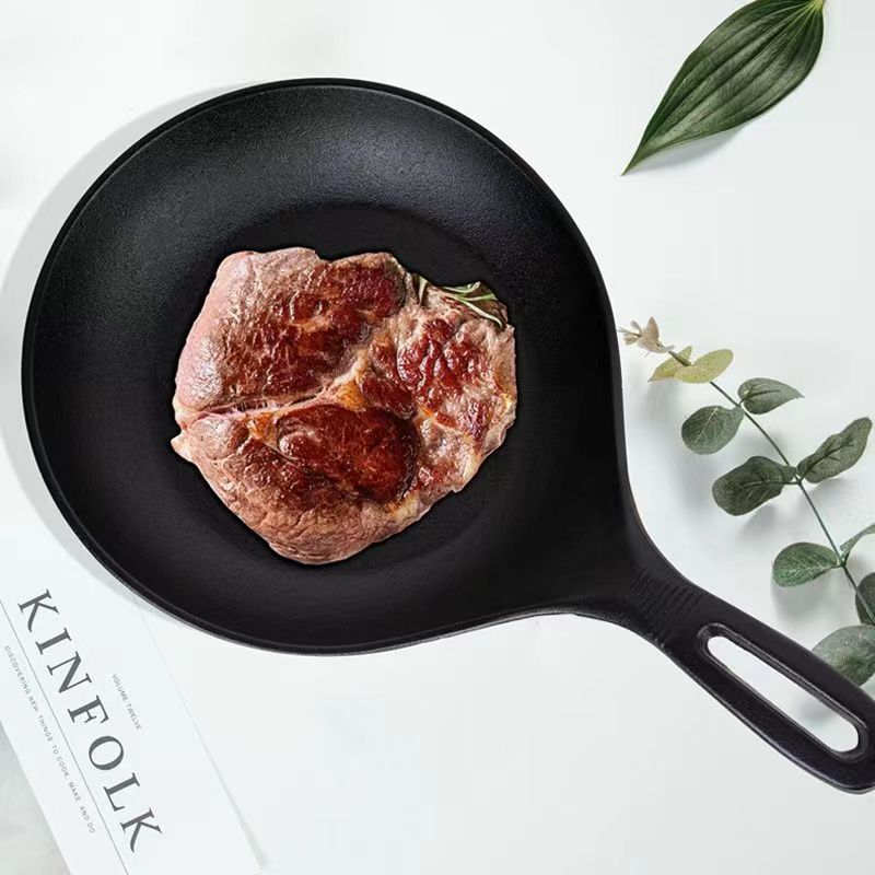 Sx Cool Cast Iron Skillet Household Skillet Breakfast Skillet Steak Skillet Korean Grill Pan Uncoated Non-Stick Skillet Application Scenario