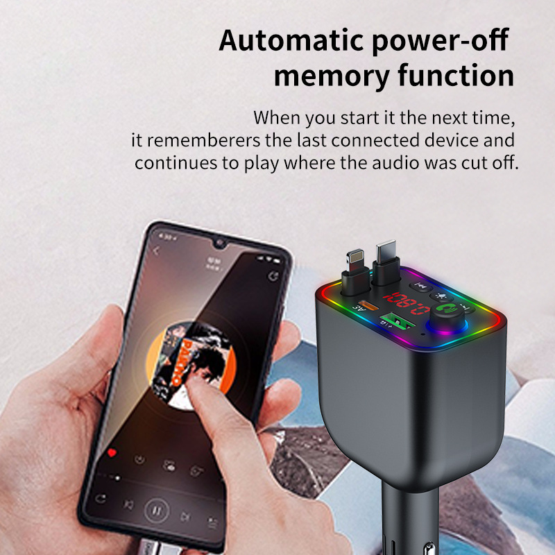 Y4工厂批发车载mp3 蓝牙fm发射器 私模快充车载充电器 跨境新品详情24