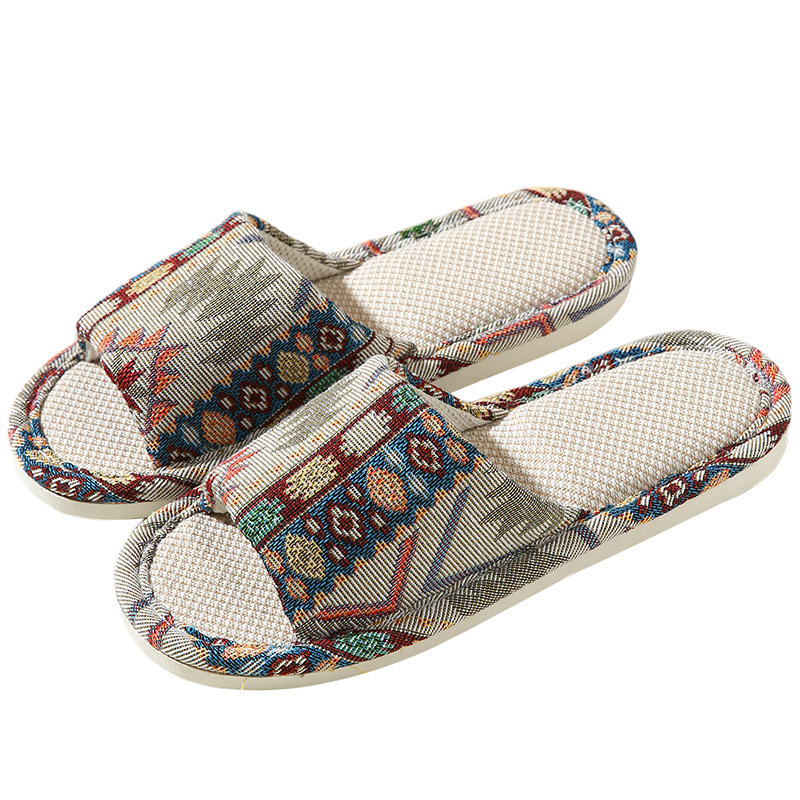 Linen slippers for women, spring and autumn household, couple indoor, silent and anti-slip, all-season cotton and linen cloth slippers for men, homestay hotel Item Picture