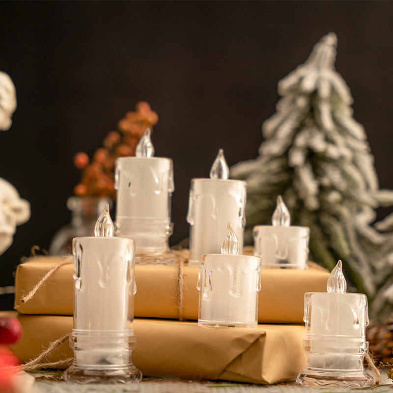 Electronic candles, LED crystal luminous candle lamps, simulated fake candles, proposal and birthday decoration, transparent candles Item Picture